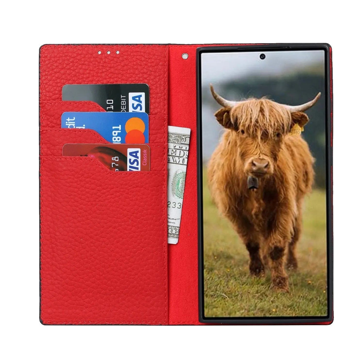 Genuine leather wallet case — product view 1