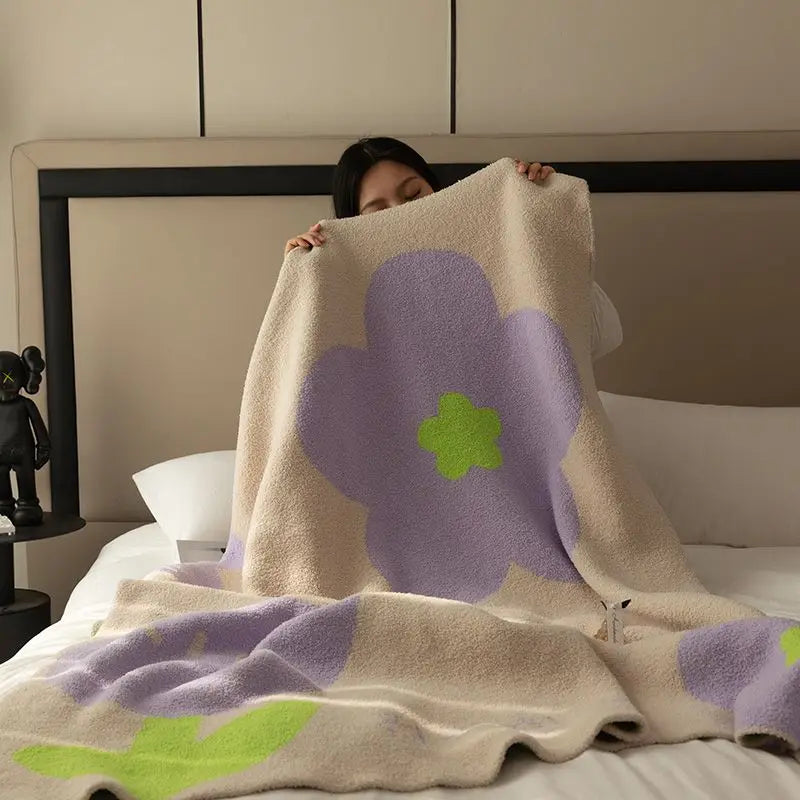 Floral Sofa Blanket – Nordic Fleece Throw | LoungeYard — product view 1