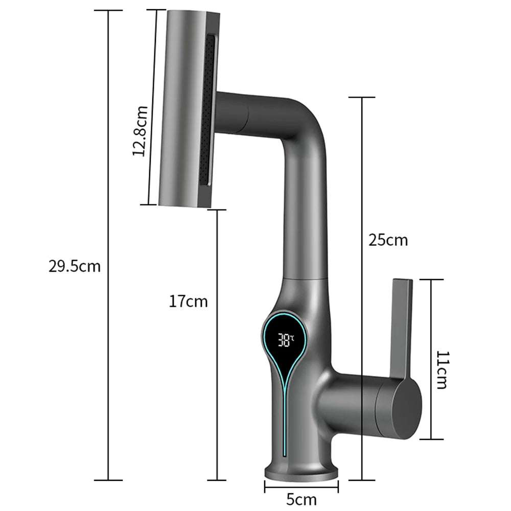 LoungeYard | Faucet with Waterfall Jet Temperature Display and Adjustable Sprayer — product view 2