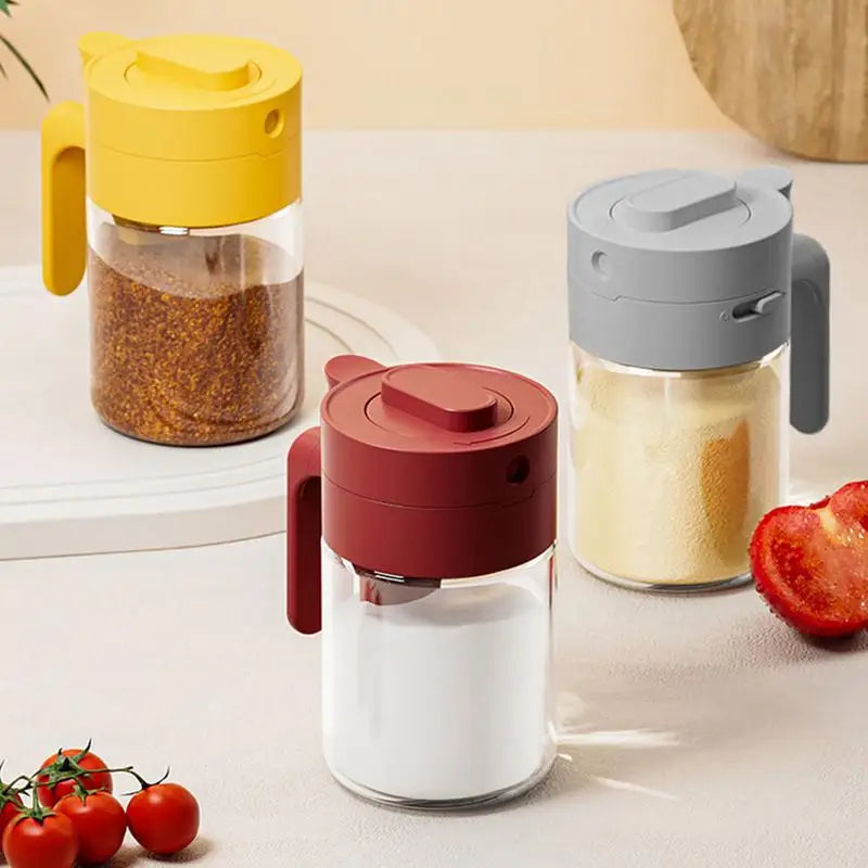 LoungeYard | Transparent Glass Lockable Airtight Seasoning Jar with Spoon — product view 4
