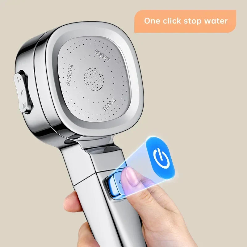 LoungeYard | Jetiva Shower Head | 3 Spray Types | Pressure Boosting & Water Saving | Silver Design — product view 4