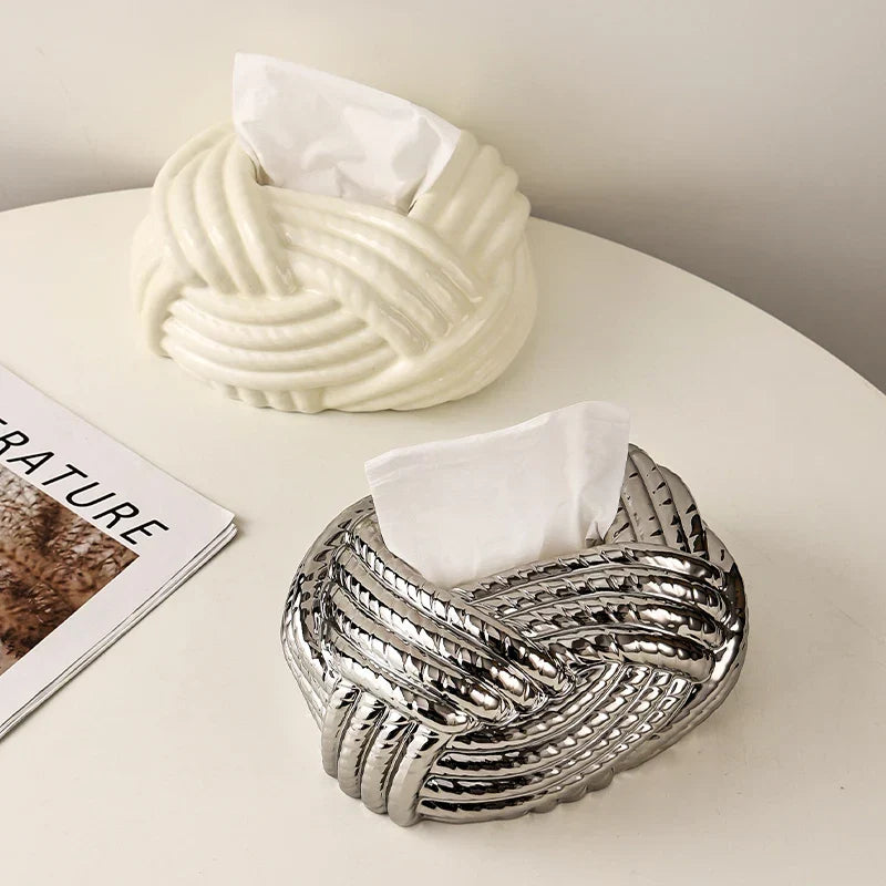 Ceramic Knot Tissue Holder | LoungeYard — product view 2