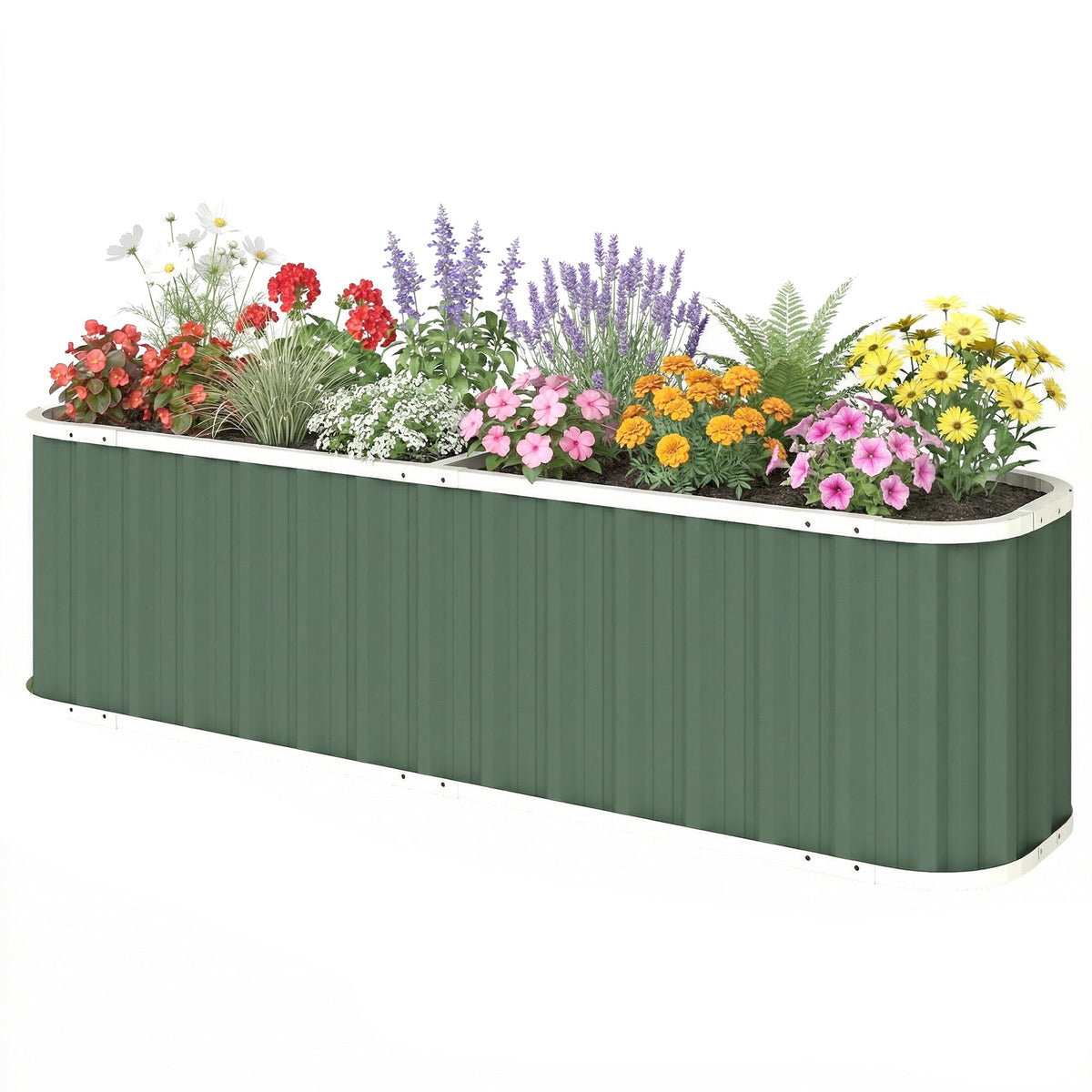 7' x 2' x 2' Galvanized Raised Garden Bed with Gloves, Light Green — product view 2