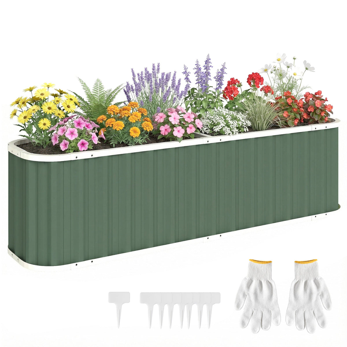 7' x 2' x 2' Galvanized Raised Garden Bed with Gloves, Light Green — product view 1
