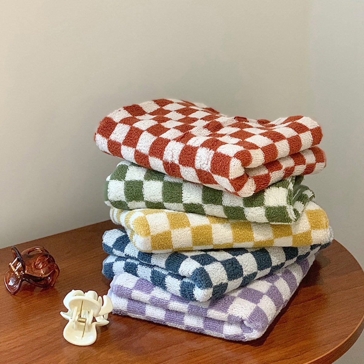 Colourful Checkerboard & Stripe Towels | LoungeYard — product view 1