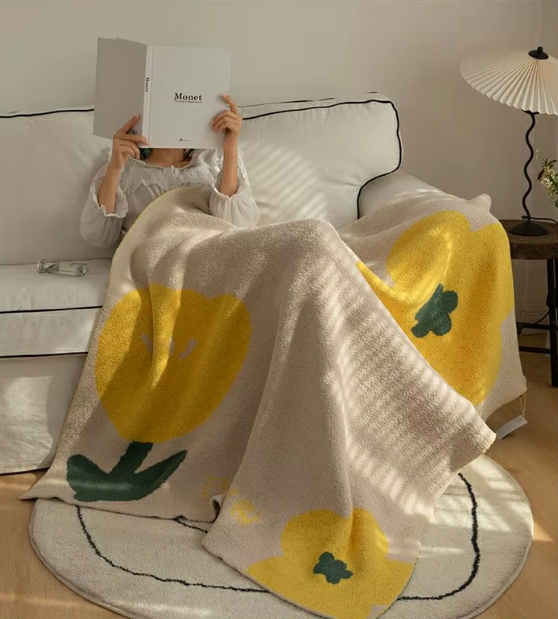 Floral Sofa Blanket – Nordic Fleece Throw | LoungeYard — product view 4