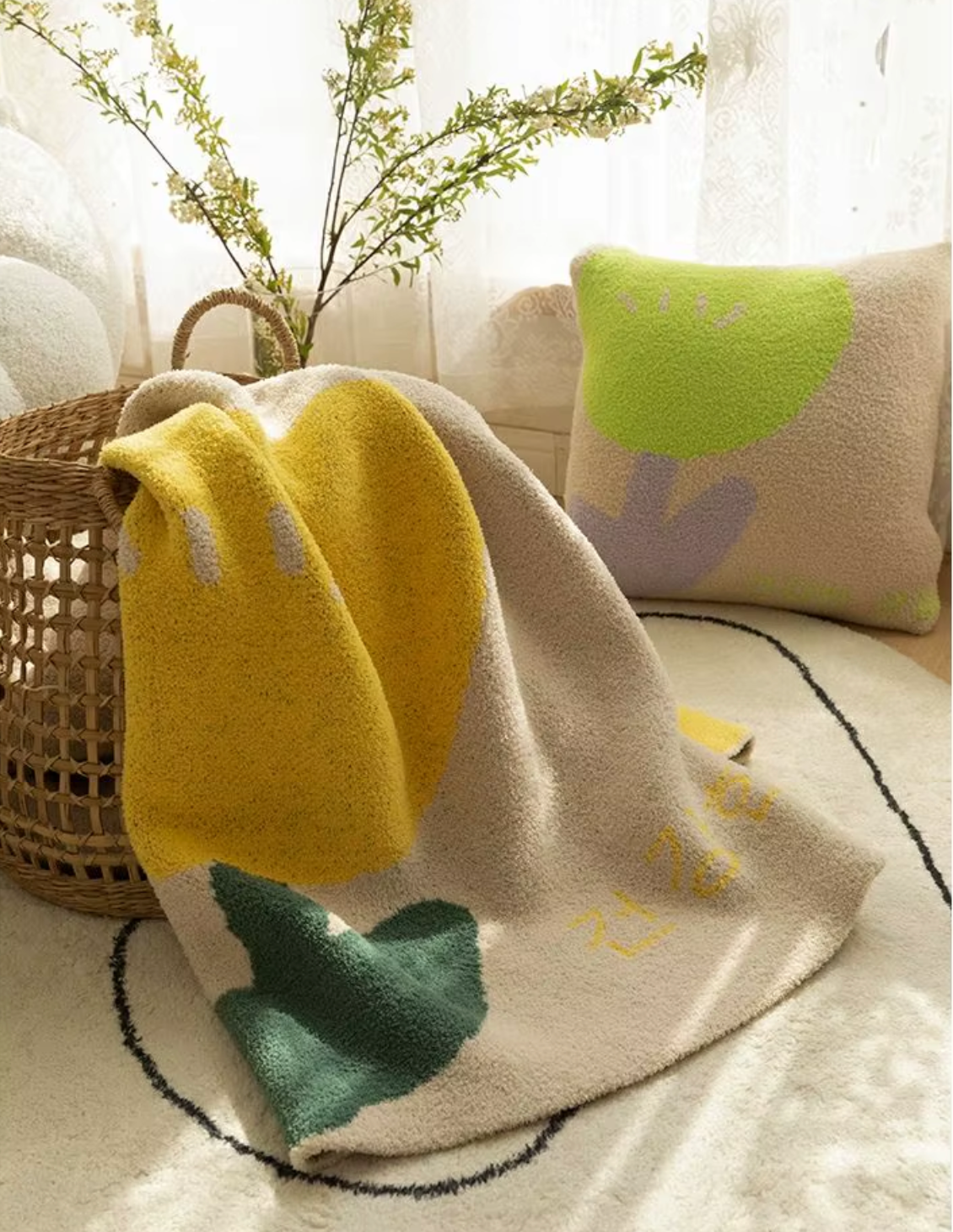 Floral Sofa Blanket – Nordic Fleece Throw | LoungeYard — product view 6