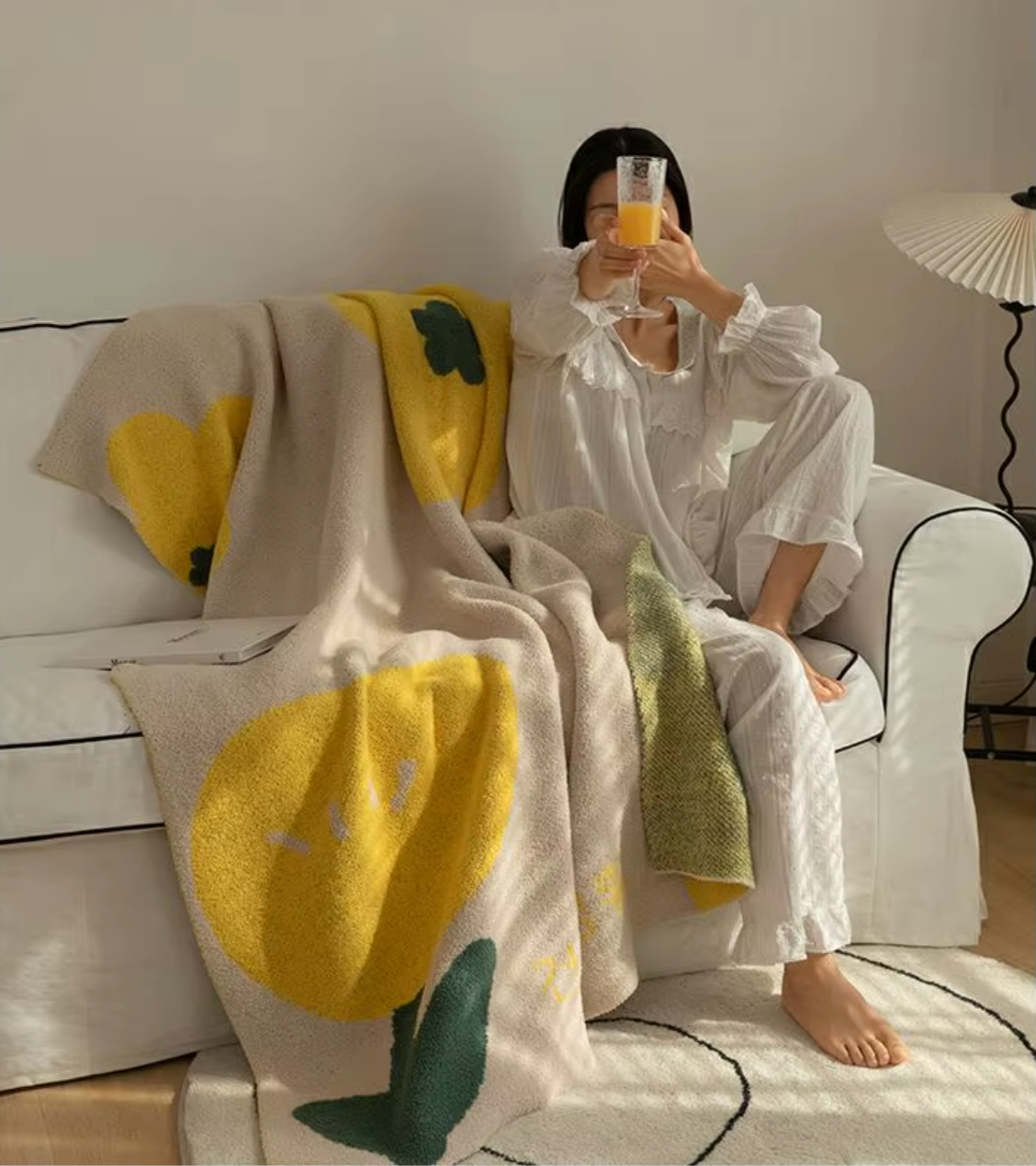 Floral Sofa Blanket – Nordic Fleece Throw | LoungeYard — product view 7