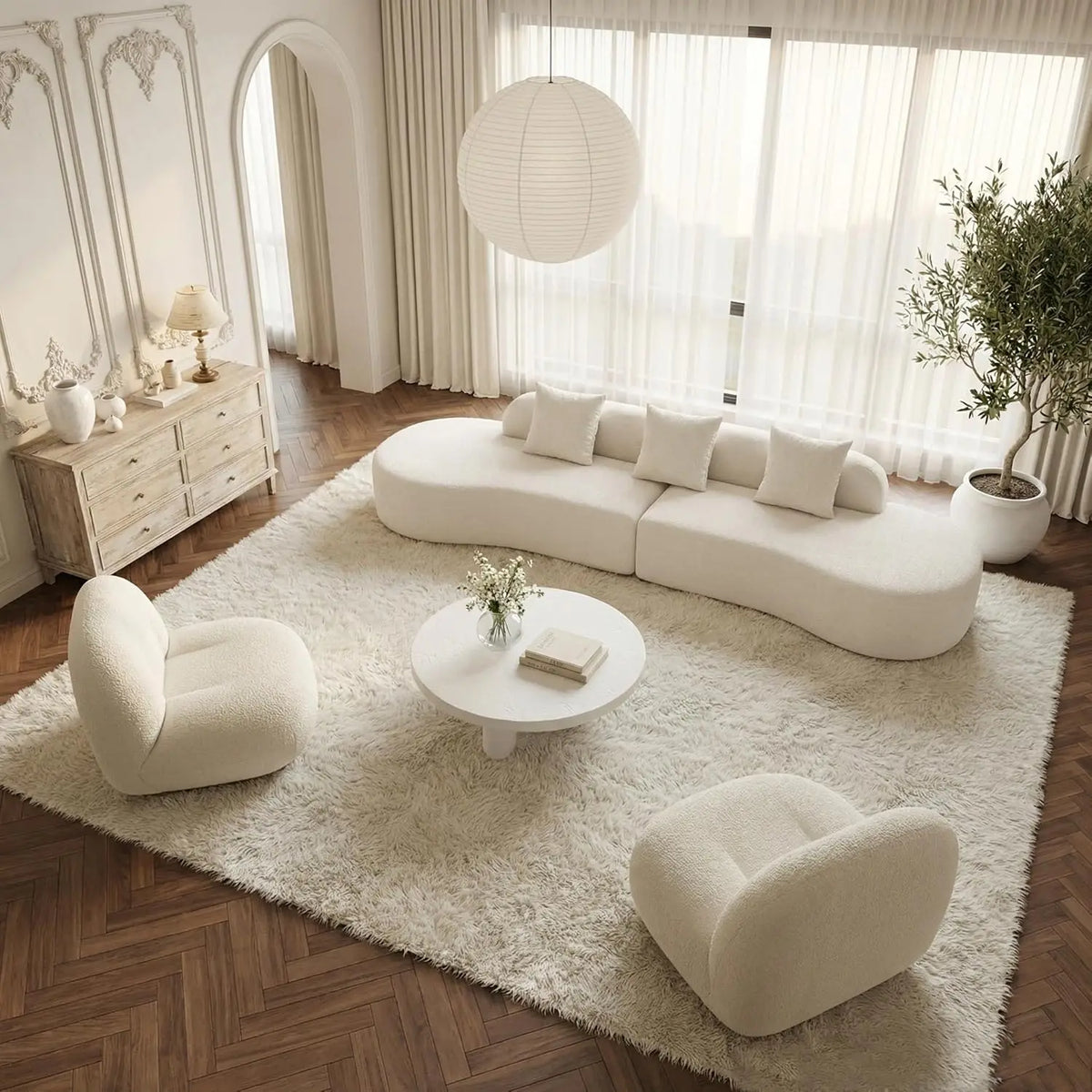 Cloud Sofa | 120" Curved Boneless Chenille Sectional — product view 4