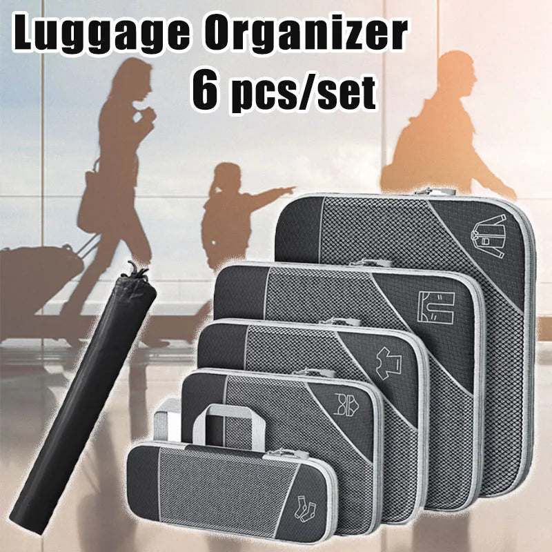 LoungeYard | PackEase Travel Organizer Set | 6-piece | Compressible Suitcase Bags | Waterproof & Space Saving — product view 2