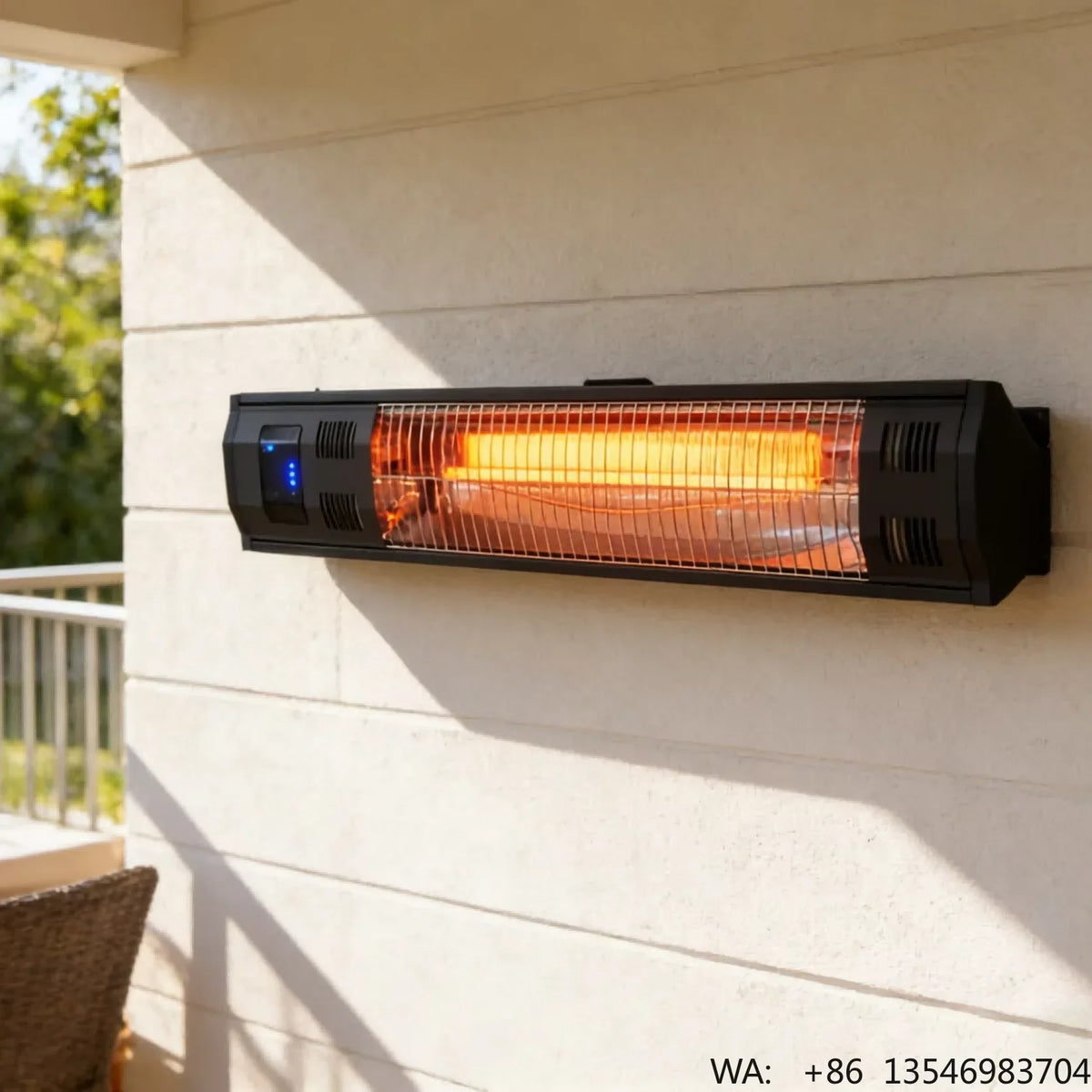 Wall Mounted Quartz Infrared Patio Heater with Remote Control, IP65 Outdoor Electric Radiant Heater — product view 1
