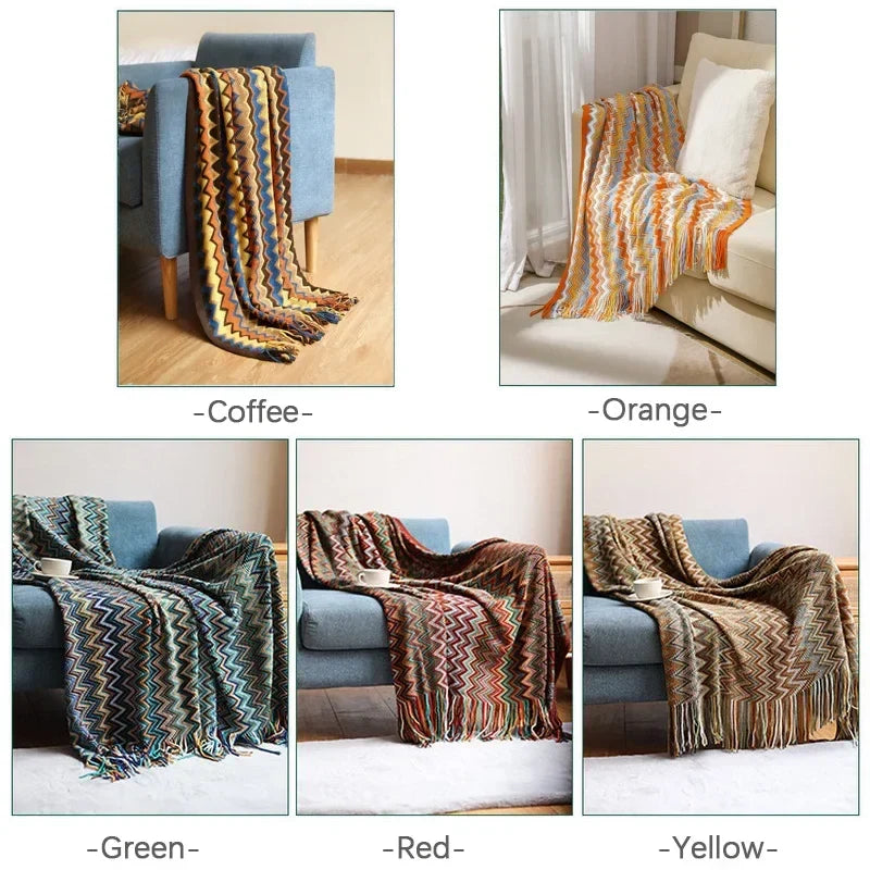 LoungeYard | CasaLoom | Boho Blanket with Fringes | Rust Red | Soft & Light — product view 5