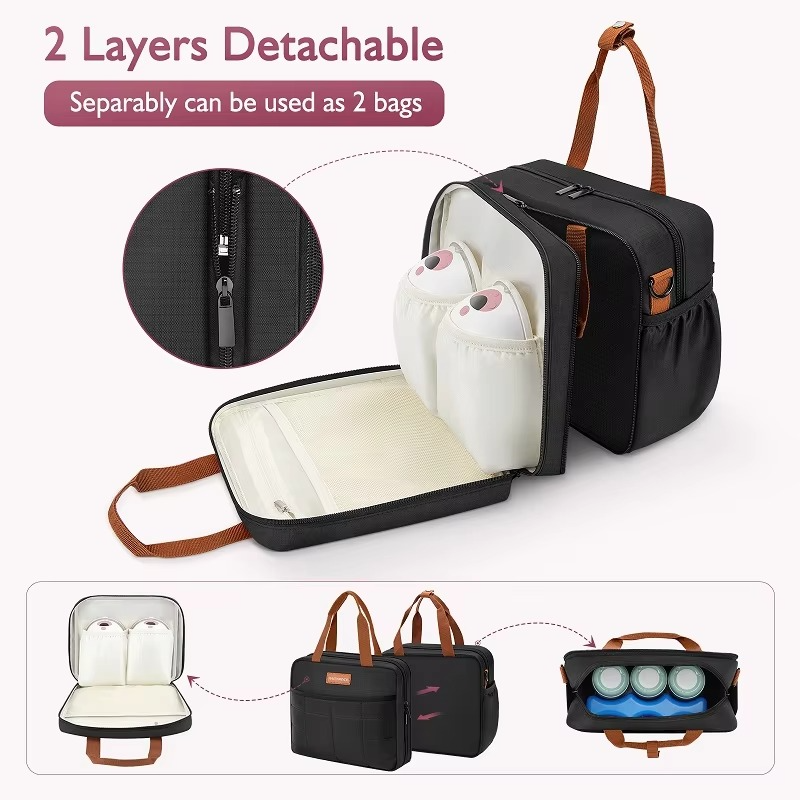LoungeYard | Detachable Breast Pump Bag With Insulated Pockets And Multiple Compartments — product view 4