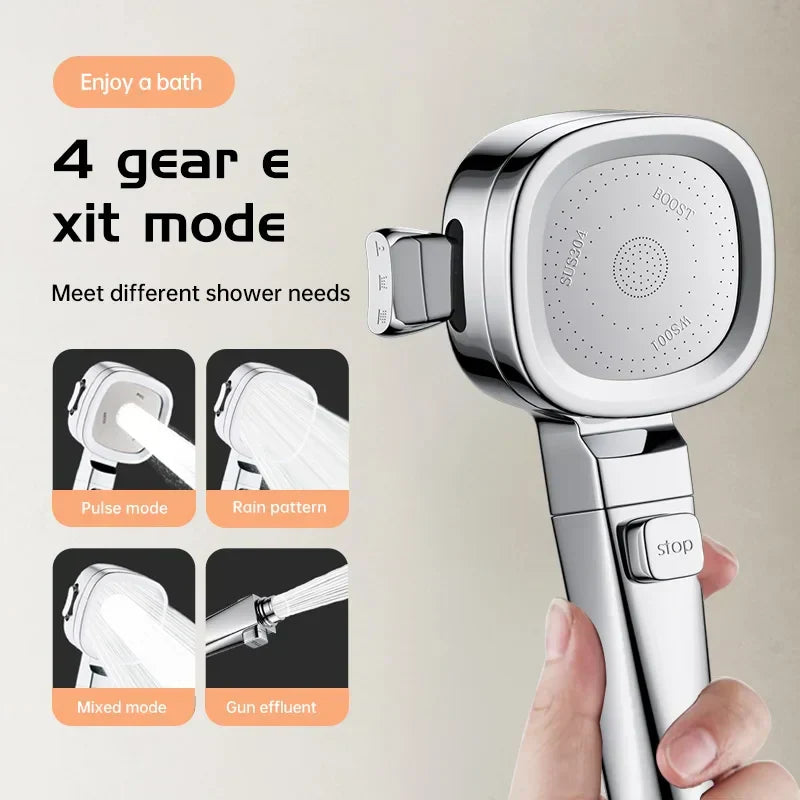 LoungeYard | Jetiva Shower Head | 3 Spray Types | Pressure Boosting & Water Saving | Silver Design — product view 2