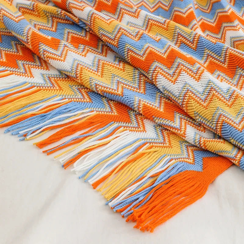 LoungeYard | CasaLoom | Boho Blanket with Fringes | Rust Red | Soft & Light — product view 3