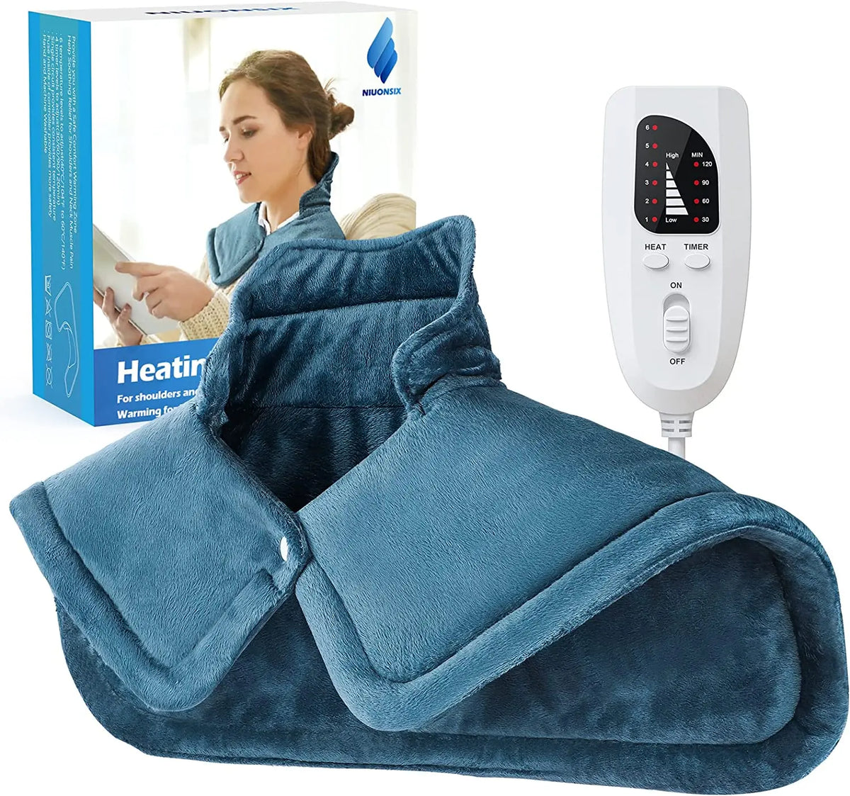 Electric Heated Neck & Shoulder Shawl, Warming Heat Wrap Pad for Back Relief at Home & Office — product view 1
