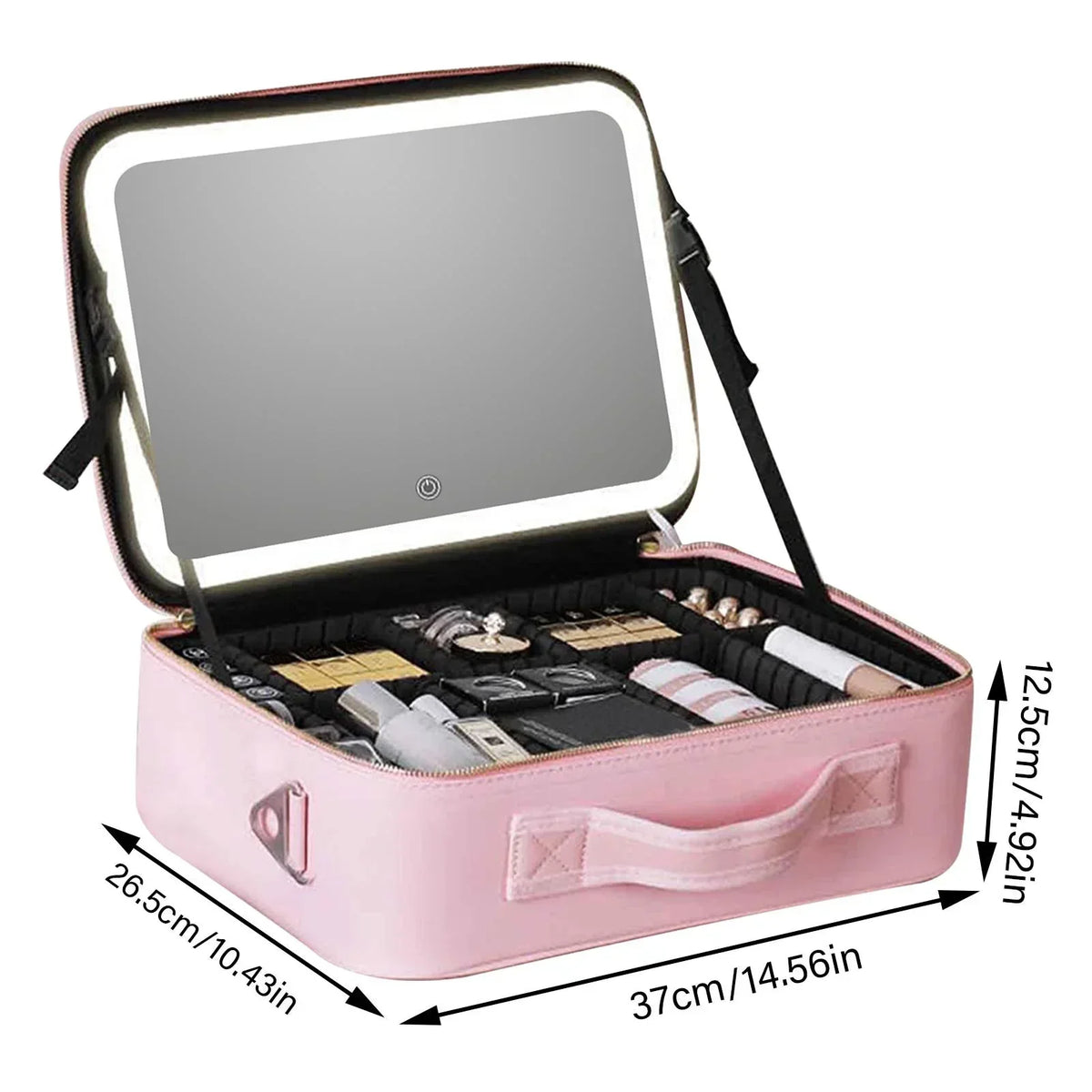 LoungeYard | Travel Cosmetic Case LED Mirror Makeup Bag — product view 5