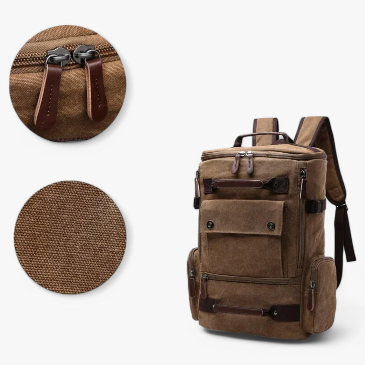 LoungeYard | Vintage Canvas Backpack – Stylish & Functional with Laptop Compartment for Everyday & Adventure — product view 6