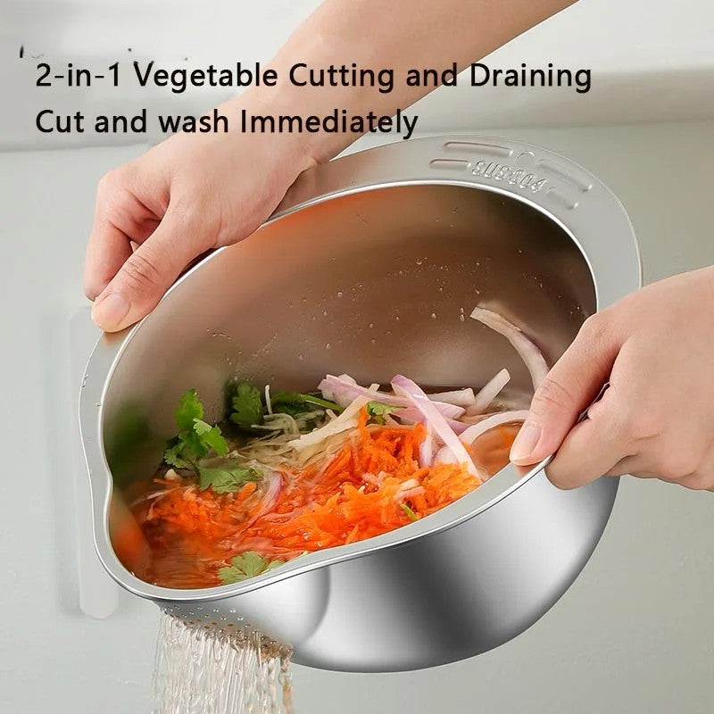 LoungeYard | All-in-One Stainless Steel Kitchen Drain Slicer Bowl — product view 5