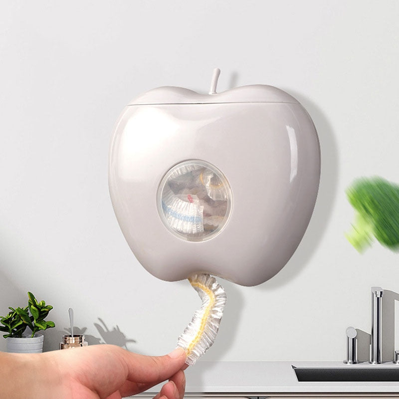 LoungeYard | Apple Shaped Wall Mounted Disposable Plastic Wrap Container — product view 2