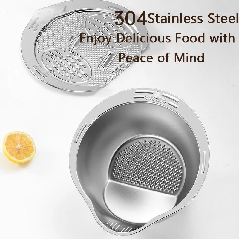 LoungeYard | All-in-One Stainless Steel Kitchen Drain Slicer Bowl — product view 4