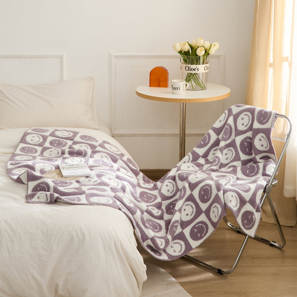 Smiley Checkered Blanket | LoungeYard — product view 7