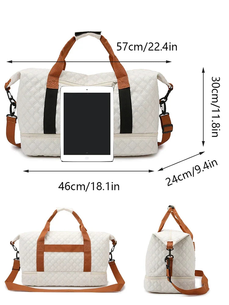 LoungeYard | Travessia Travel Bag with Shoe Compartment | Large Capacity & Argyle Design | Nylon Weekender for Sports, Short Trips & Everyday Use — product view 4