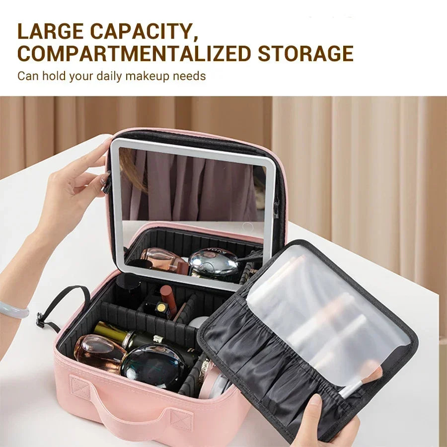 LoungeYard | LED Mirror Travel Makeup Organizer Bag — product view 3