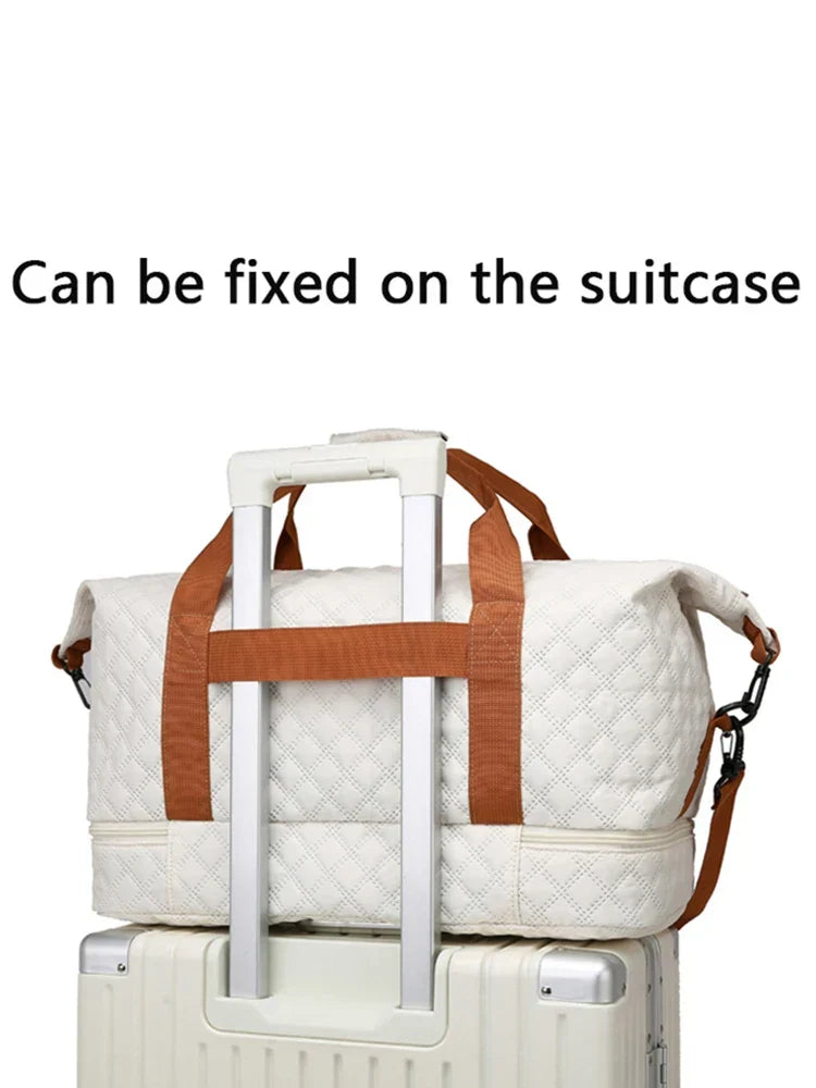LoungeYard | Travessia Travel Bag with Shoe Compartment | Large Capacity & Argyle Design | Nylon Weekender for Sports, Short Trips & Everyday Use — product view 2