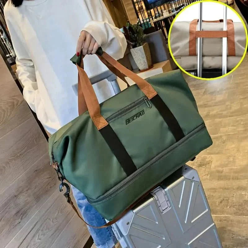 LoungeYard | Portable fitness bag with shoe compartment and wet dry separator bag for active travelling — product view 2