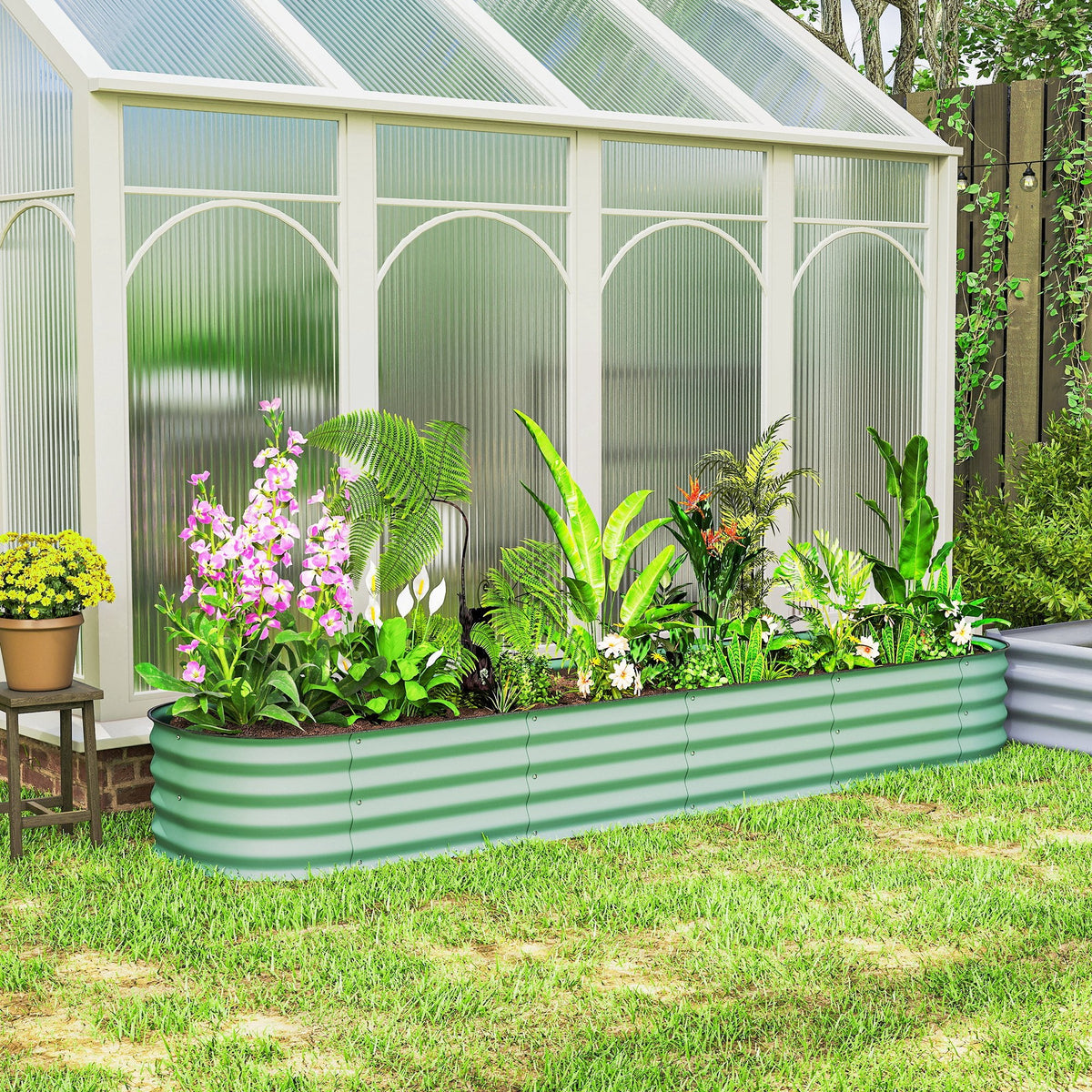 8' x 2' x 1' Galvanized Raised Garden Bed Kit, Green — product view 4