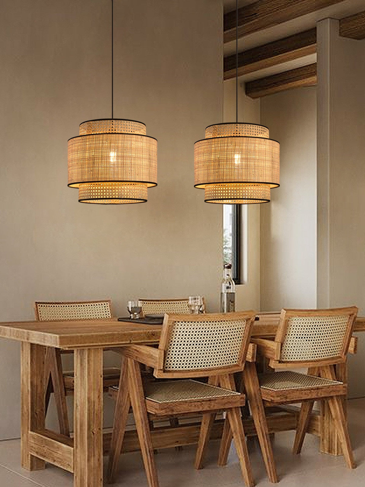 Sienna Rattan Fabric Pendant Lamp — product view 3