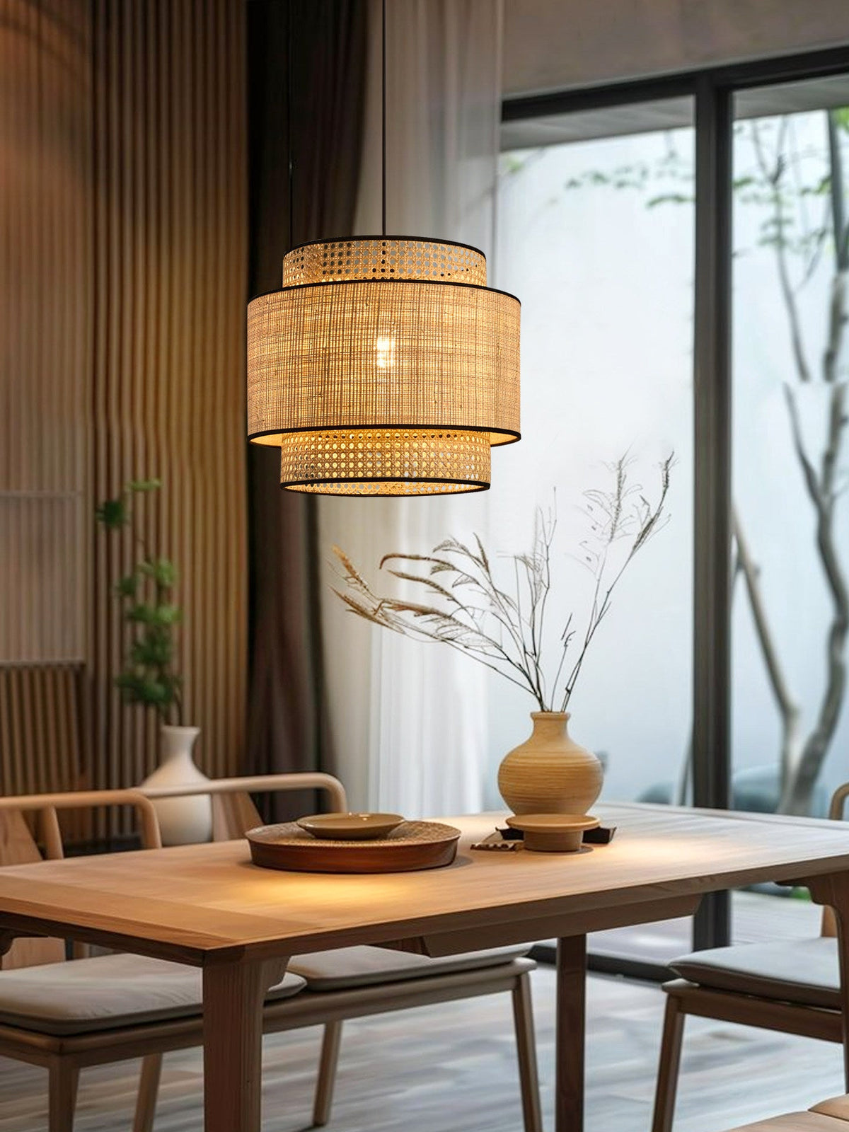 Sienna Rattan Fabric Pendant Lamp — product view 4