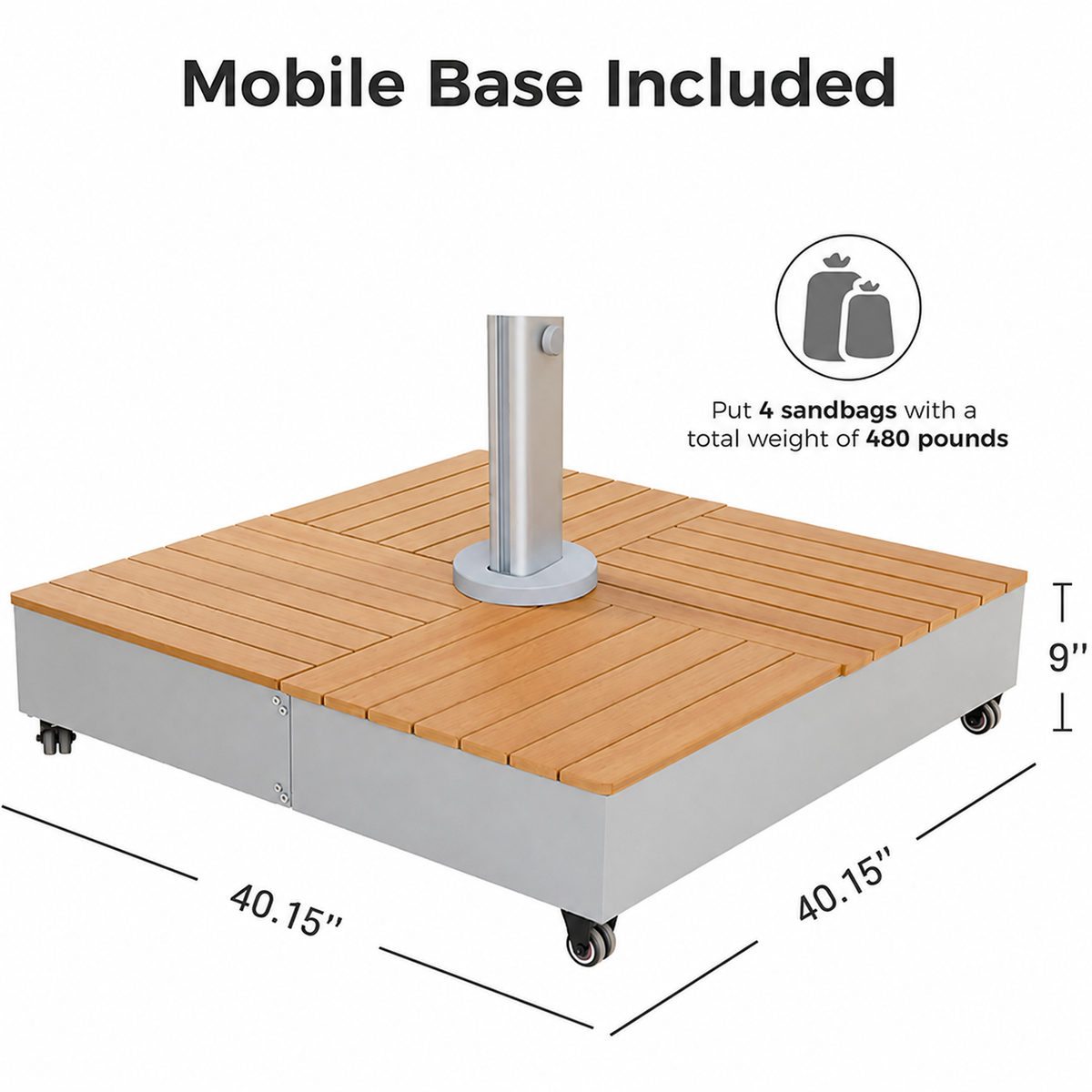 LOUNGE YARD 10x13 FT Premium Cantilever Patio Umbrella with Weighted Mobile Base | 5-Year Fade-Resistant Canopy, 360° Rotation, 75° Tilt, Aluminum Frame + Cover — product view 6