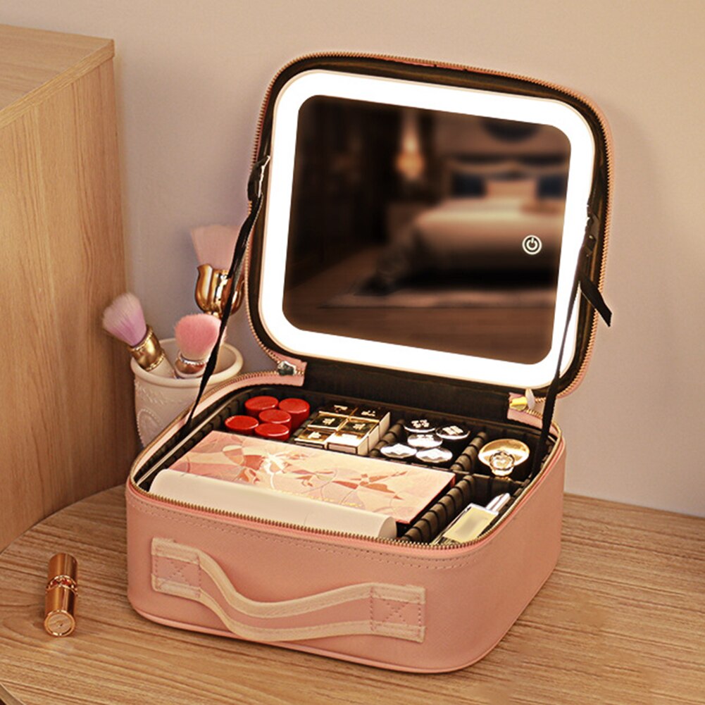 LoungeYard | Portable Travel Makeup Case with LED Mirror & Adjustable Light — product view 6