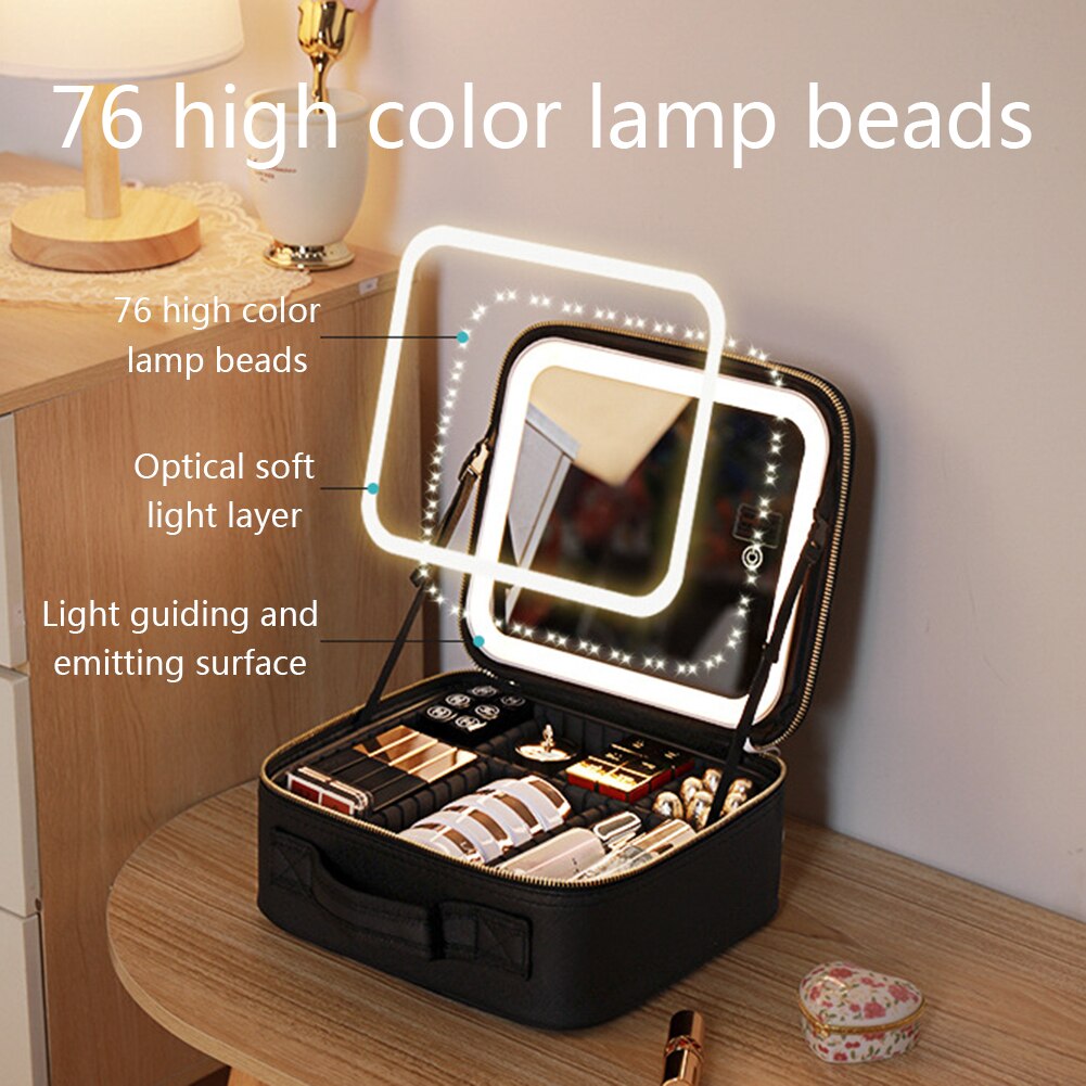 LoungeYard | Portable Travel Makeup Case with LED Mirror & Adjustable Light — product view 3