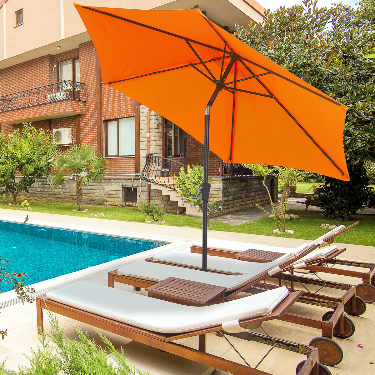 8.5ft Patio Umbrella with Crank Handle and Tilt, Orange — product view 3