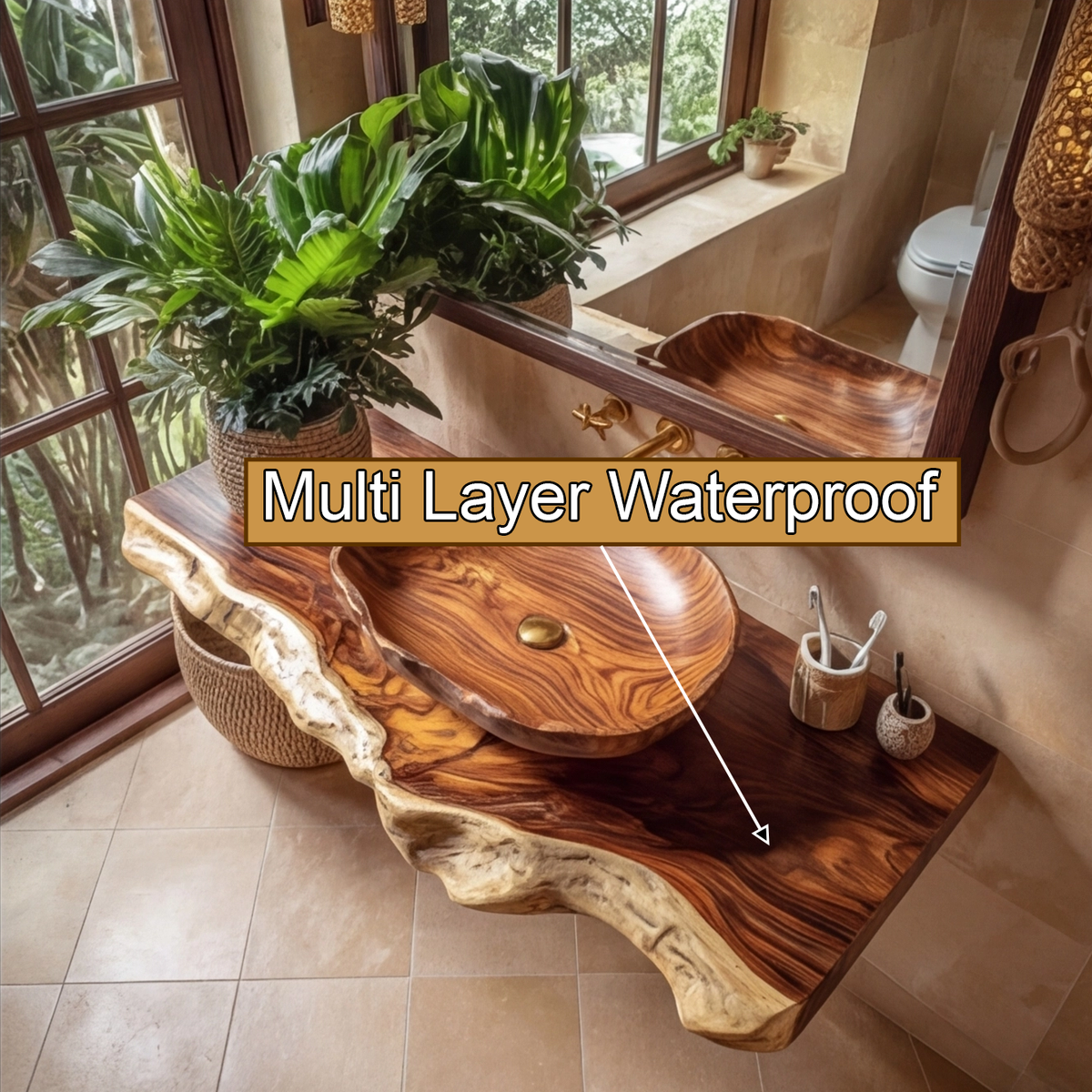 Solara Live Edge Solid Wood Floating Bathroom Vanity — product view 2