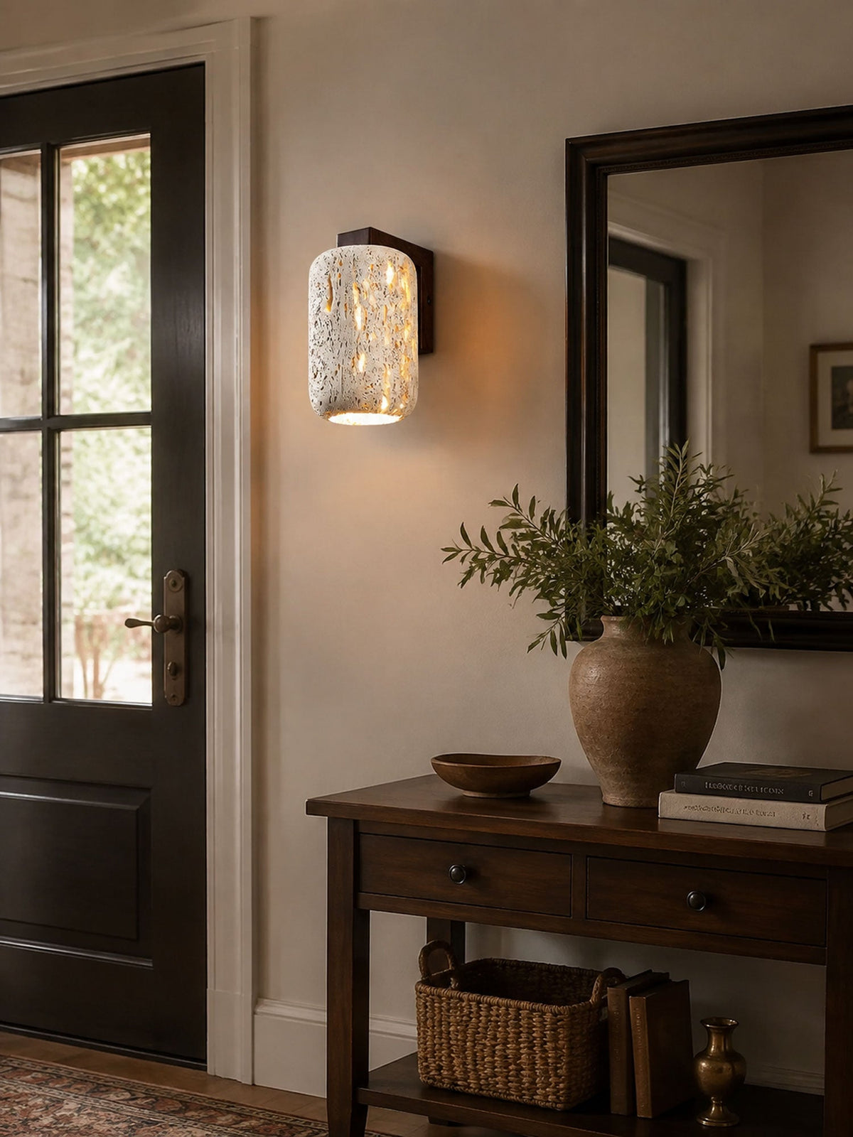 Solvane Perforated Travertine Wall Sconce — product view 2