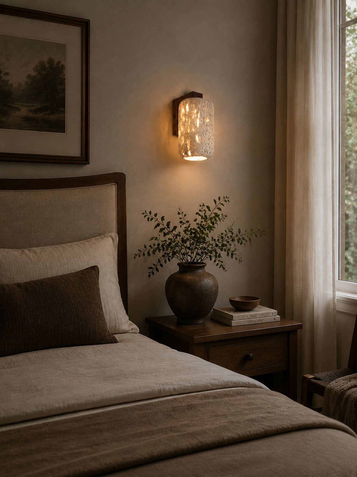 Solvane Perforated Travertine Wall Sconce — product view 5