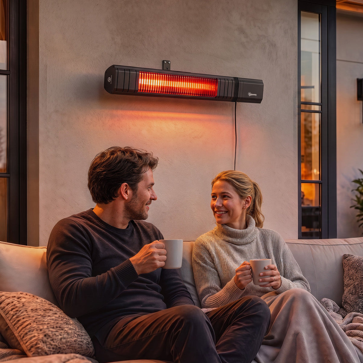 2000W Infrared Wall-Mount Heater with APP, Touch & Remote, IP65, 9 Levels, Black — product view 3