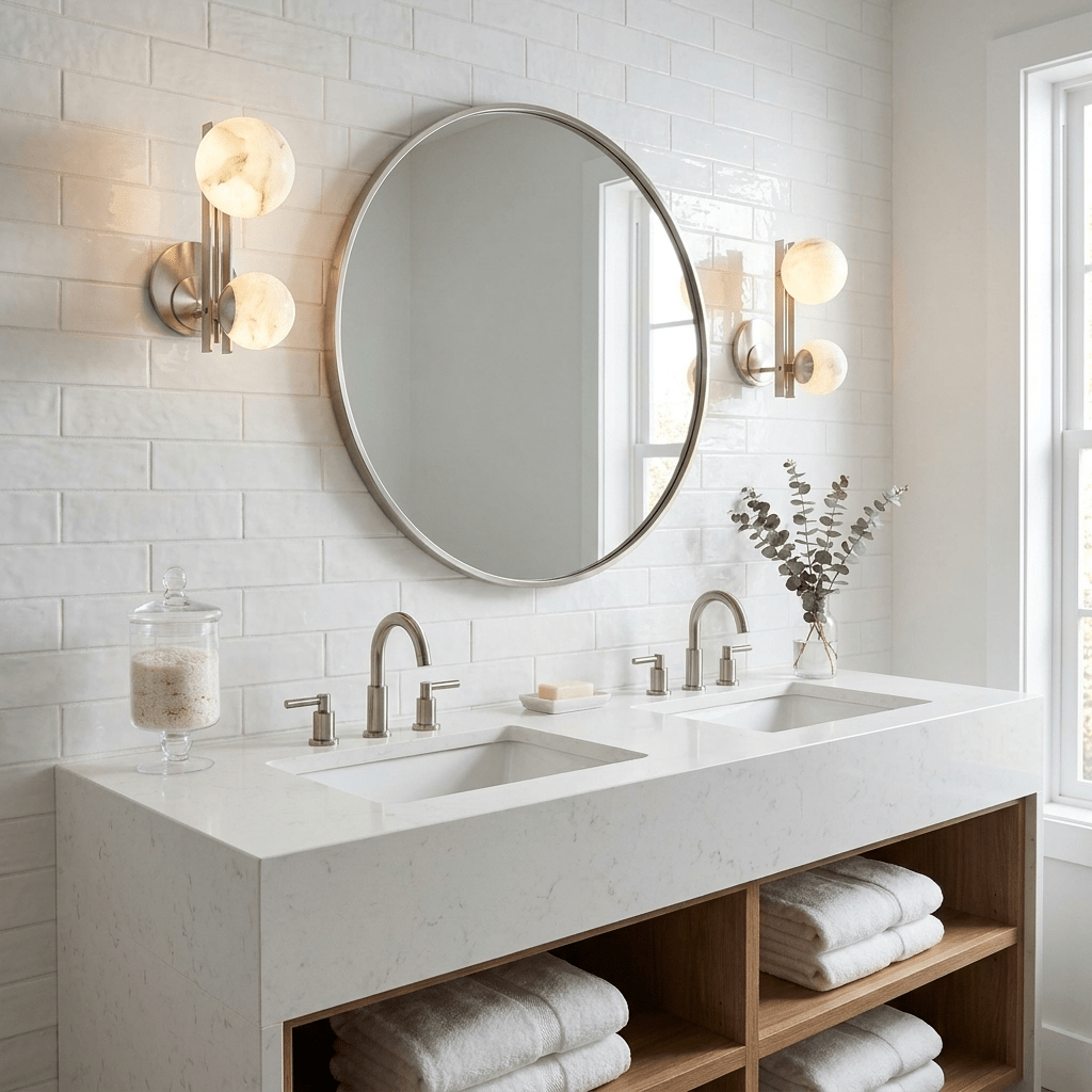 Spanish Alabaster Double Globe Wall Sconce — product view 3