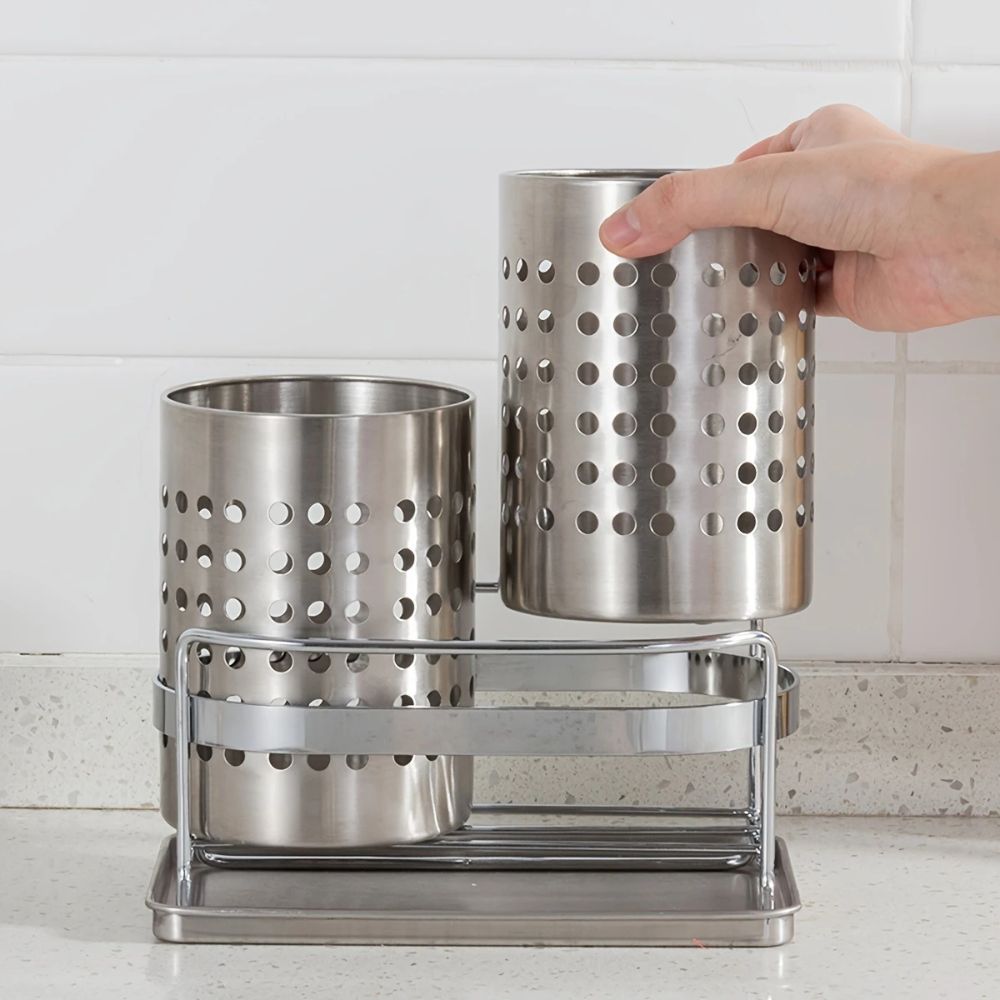 LoungeYard | Stainless Steel Utensil Holder with Hole — product view 4