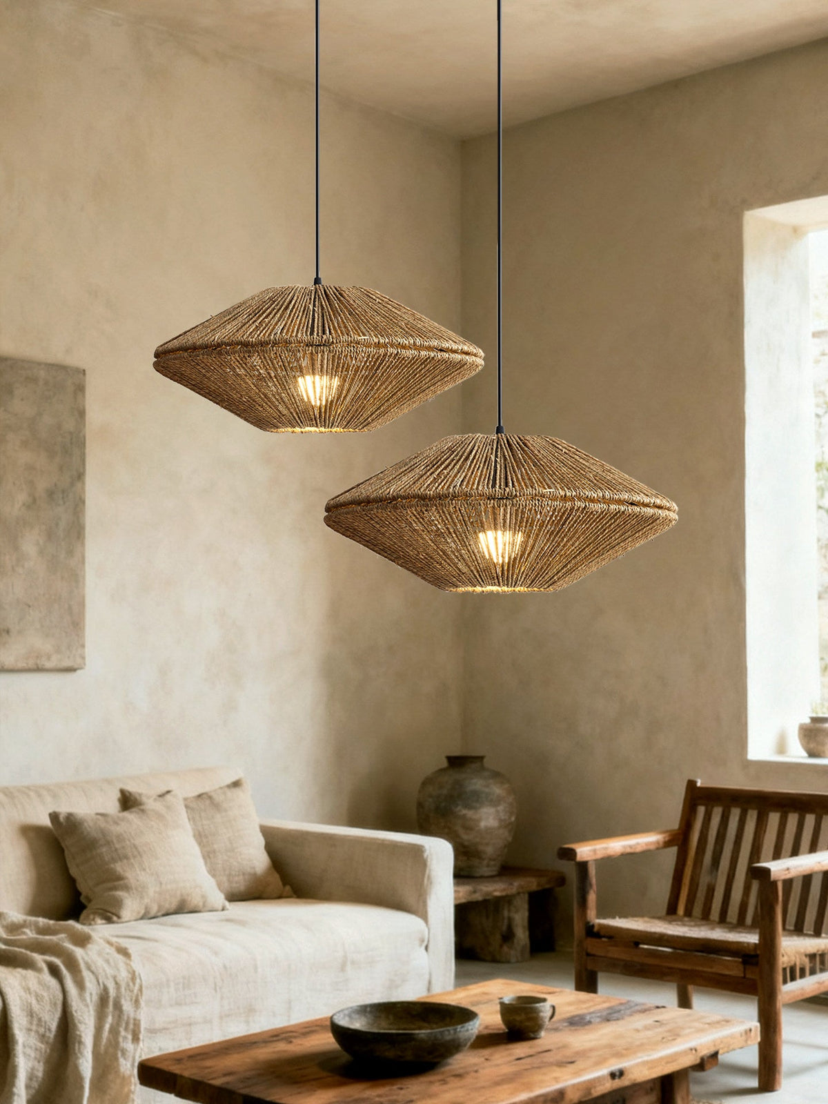 Sunburst Woven Straw Pendant Lamp — product view 4