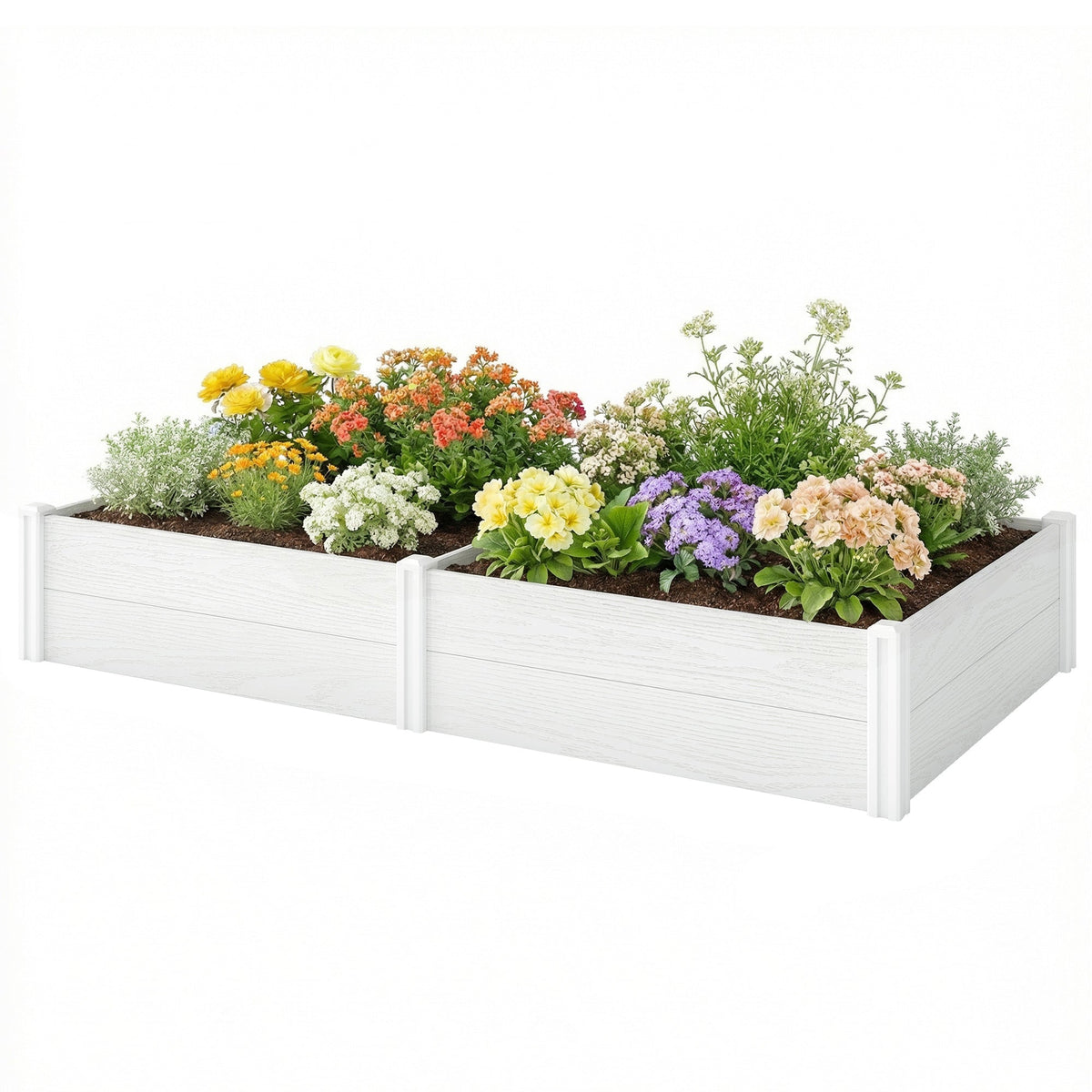6.5 x 3 x 1ft Vinyl Raised Garden Bed with Divider, White — product view 2