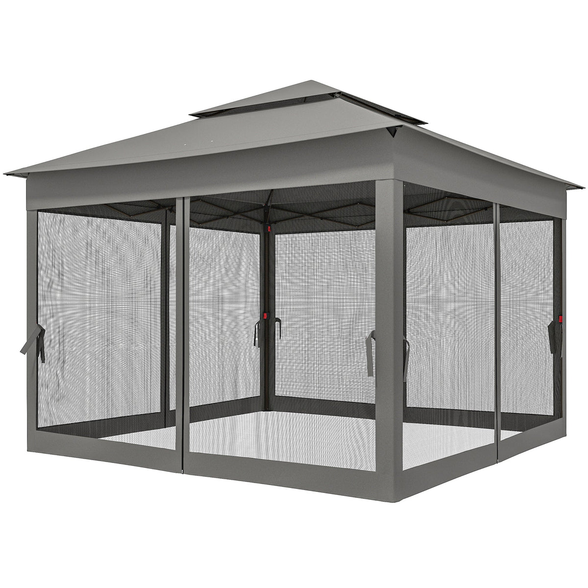 11' x 11' Pop-Up Canopy with 2-Tier Soft Top and Zipper Netting, Dark Grey — product view 2