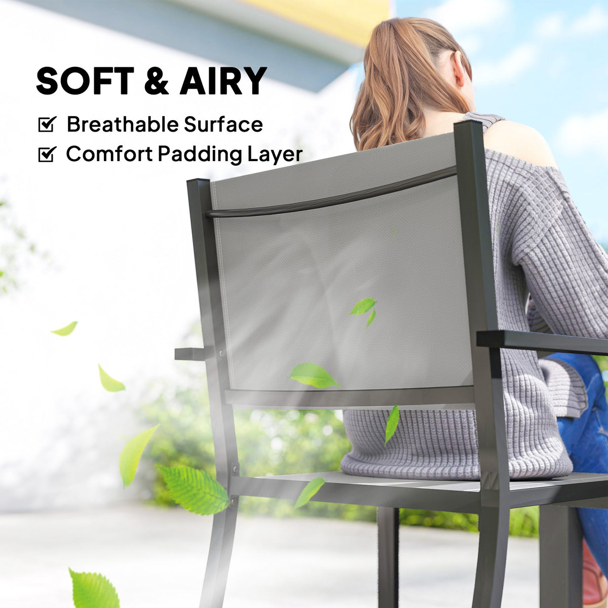 7 Piece Outdoor Dining Set with Extendable Table and Stackable Chairs — product view 7