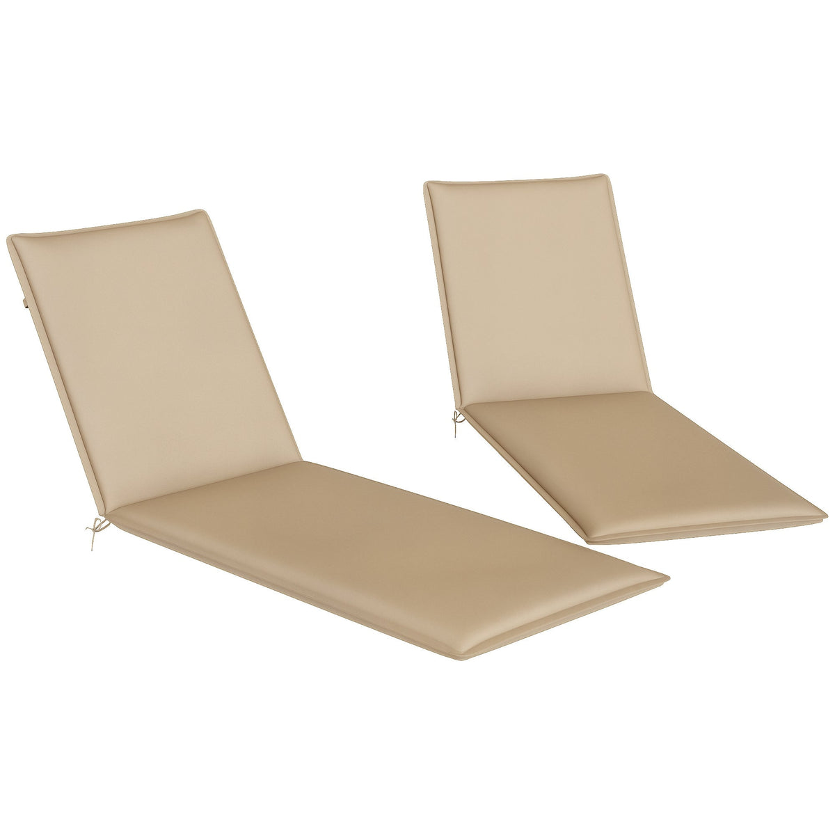 2-Piece Outdoor Lounge Chair Cushions, 76" x 23", Beige — product view 1
