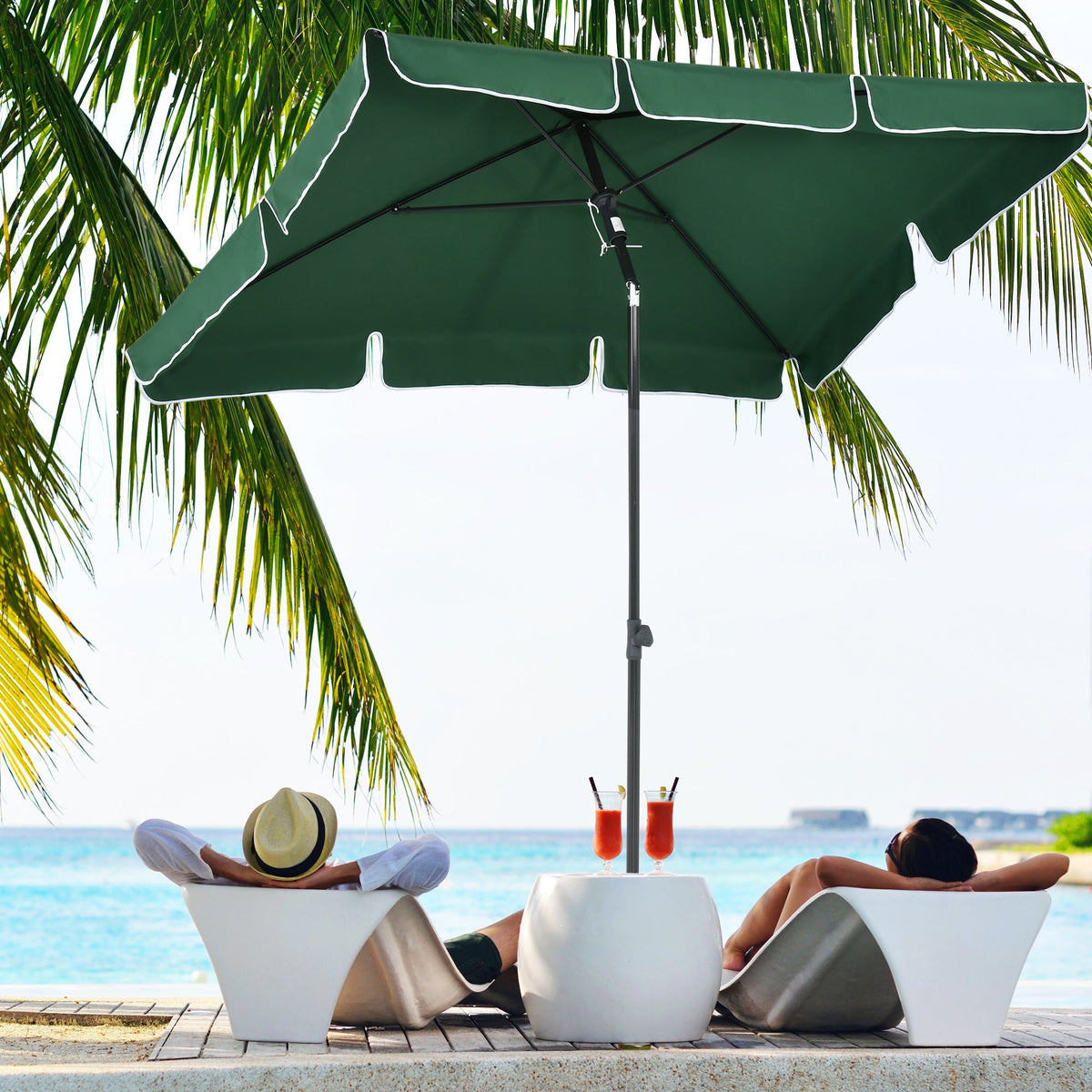 6.5 x 4ft Rectangle Patio Umbrella with Aluminum Pole and Tilt, Green — product view 4