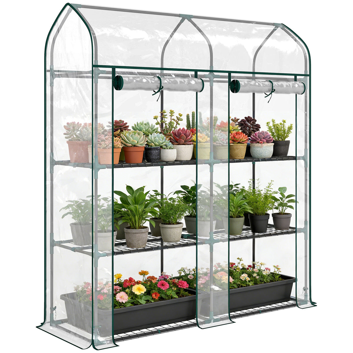 3-Tier Mini Greenhouse, 56.3" x 18.1" x 65", Clear — product view 1